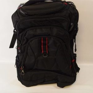 KROSER Unisex Black Adjustable Strap Zipper Pocket Travel Laptop Padded Backpack